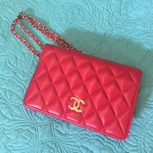 Red Quilted Inspired Crossbody Bag