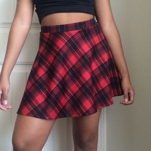 Cute school girl plaid skater skirt
