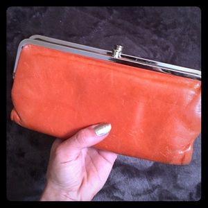 Orange leather HOBO Lauren wallet large
