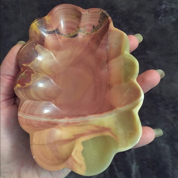 Incredible vintage green onyx bowl rare shape