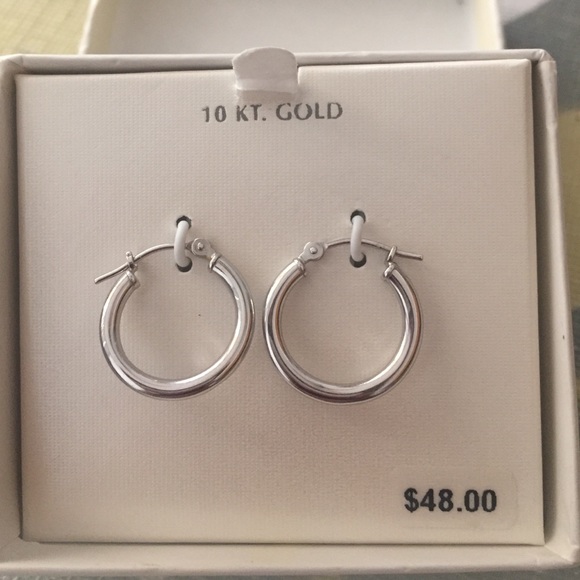10k white gold hoop earrings