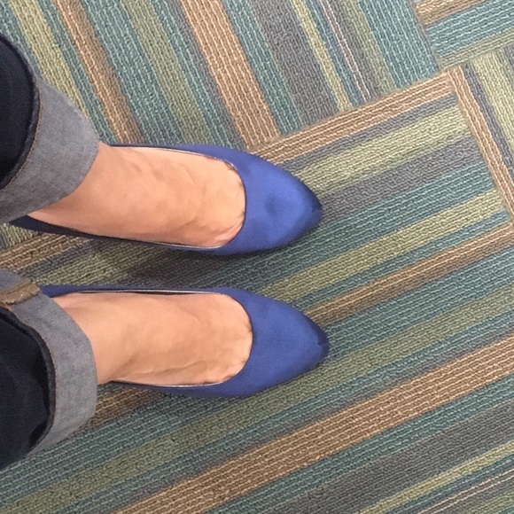 Blue satin pumps by Marble Ink. New. More photos.