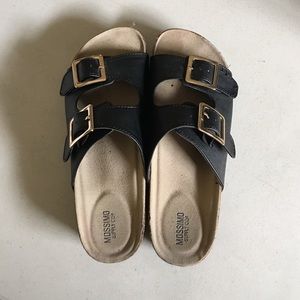 Mossimo platform sandals with rose gold buckles
