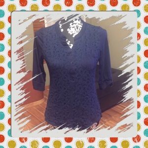 Navy Lace Blouse