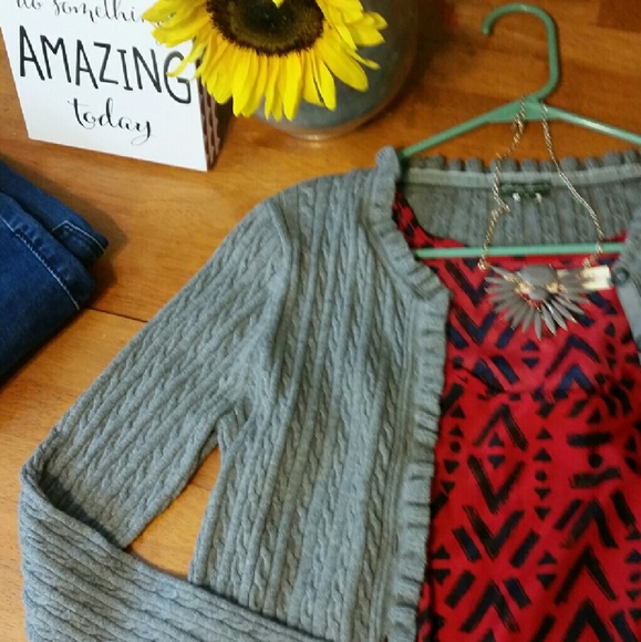 Eddie Bauer grey cute button-down cardi- sweater