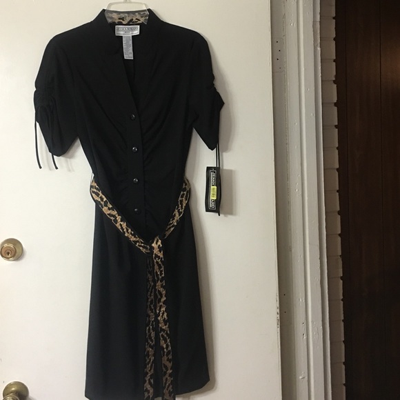 Black dress w/ leopard print belt