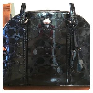 Coach  Black Leather Cora Domed Satchel.