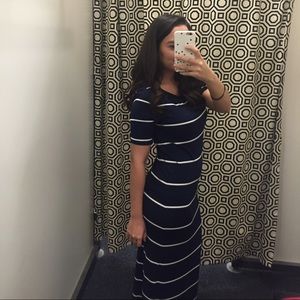 Navy Striped Maxi Dress