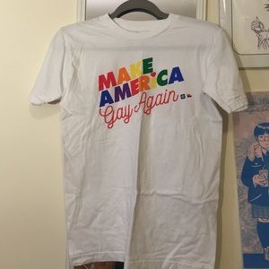 HRC Make America Gay Again white tee small
