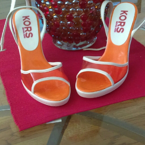 Summer heels.. orange sheer front.. - Picture 2 of 2