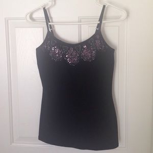 Black embellished tank top