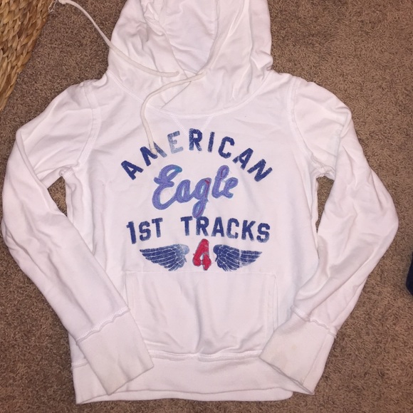 White American eagle fleece hoodie