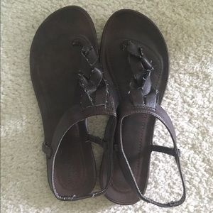 Brown braided sandals