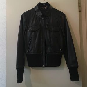 Express: black leather bomber jacket