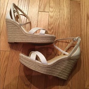 Nine West white patent wedge heels