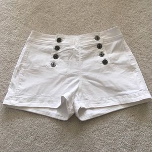 White High Waited Express Shorts w/Anchor Buttons