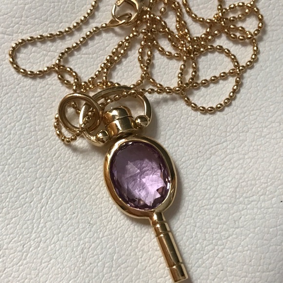 18K yellow gold Amethyst pocket watch key - Picture 4 of 7