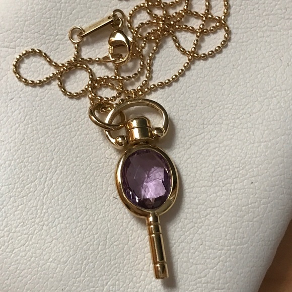 18K yellow gold Amethyst pocket watch key - Picture 5 of 7