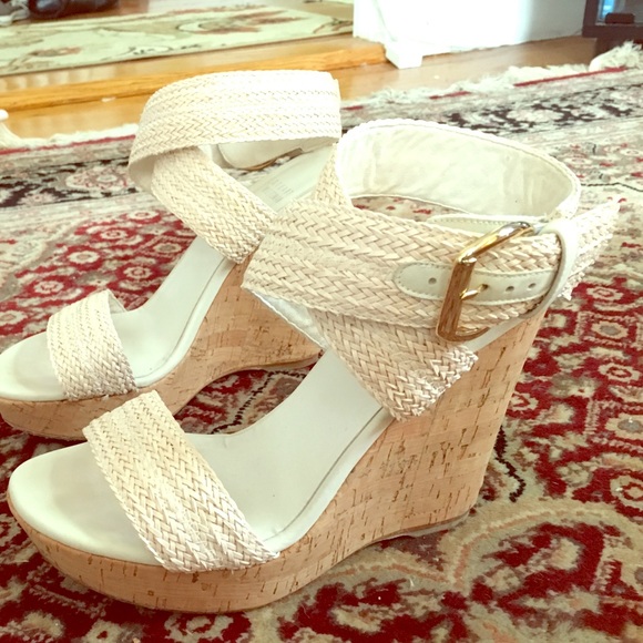 Stu Weitzman Encore Wedges Ivory Laniard