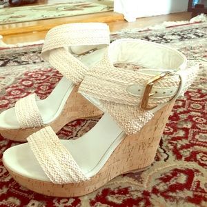 Stu Weitzman Encore Wedges Ivory Laniard