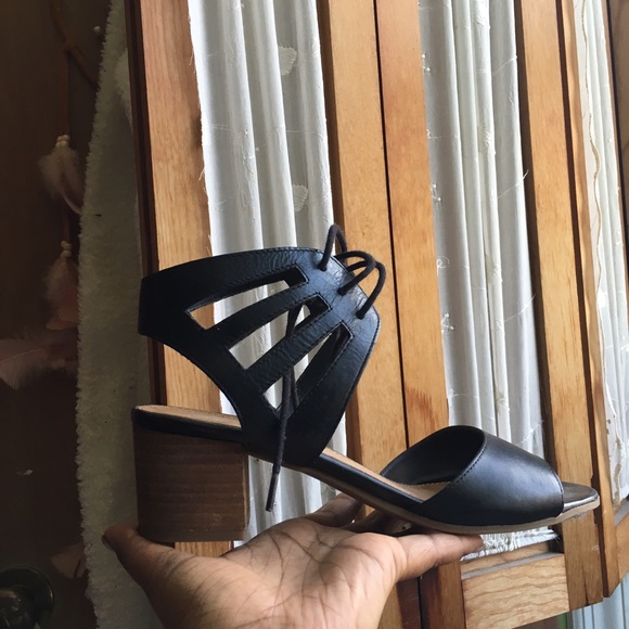 Franco Sarto block heel with lace up cage ankle