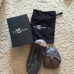 Yosi Samra charcoal and silver foldable flats