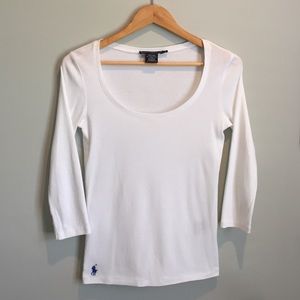 Ralph Lauren Scoop Neck Tee in White
