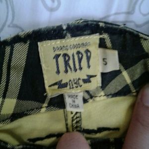 Black&yellow mid rise stretchy tartan plaid pants