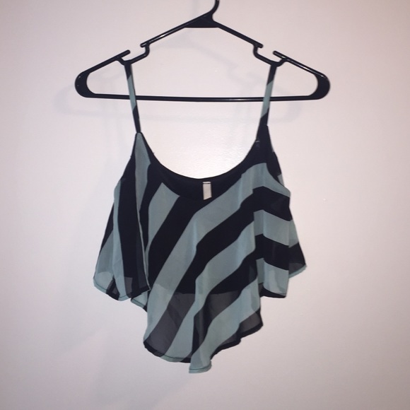 Teal and black crop top