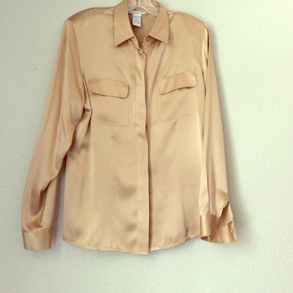 100% Silk Tan Blouse