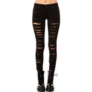 Tripp 💀 Cat Fight Destroyed Black Skinny Jeans