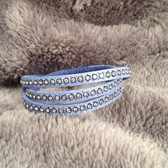 Leather bracelet/ stainless steel/ crystals