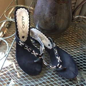 Aldo black fabulous crystal adorned sandals