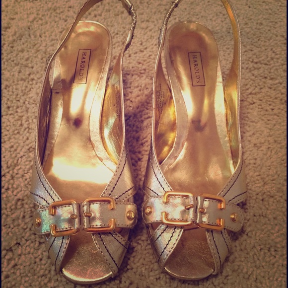 Gold sling back heels