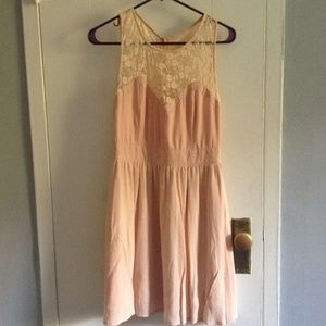 Modcloth Light Pink Lace Shoulder Dress