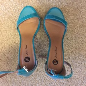 Turquoise open toe heels