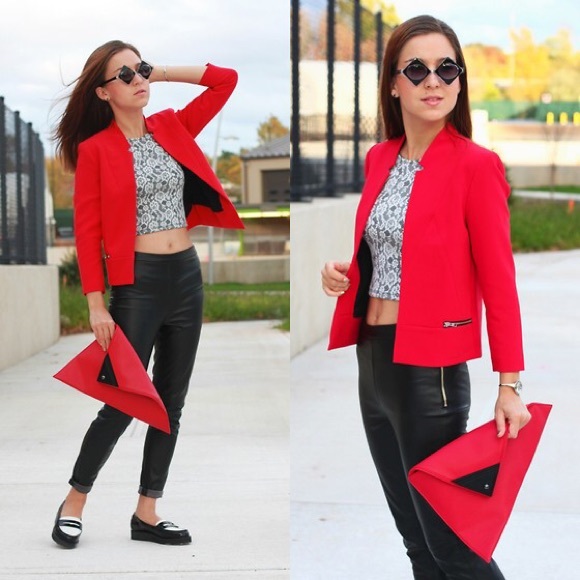 Trouve Red Structured Blazer