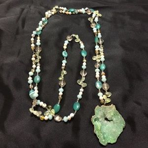 Jewelry - Green genuine stone bead statement necklace -JW-85 Jewelry - Green genuine stone bead statement necklace -JW-85