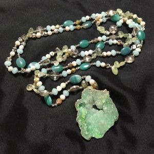 Jewelry - Green genuine stone bead statement necklace -JW-85 Jewelry - Green genuine stone bead statement necklace -JW-85