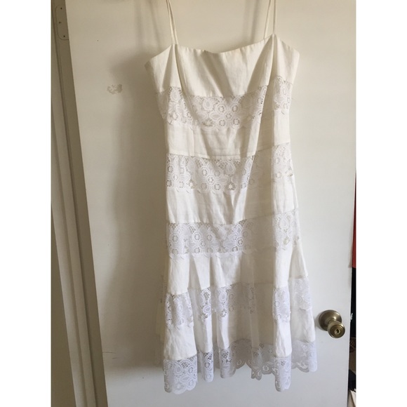 White Lace Linen Summer Dress