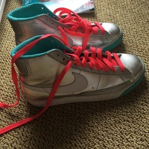 really cool metallic, colorful Nike shoes