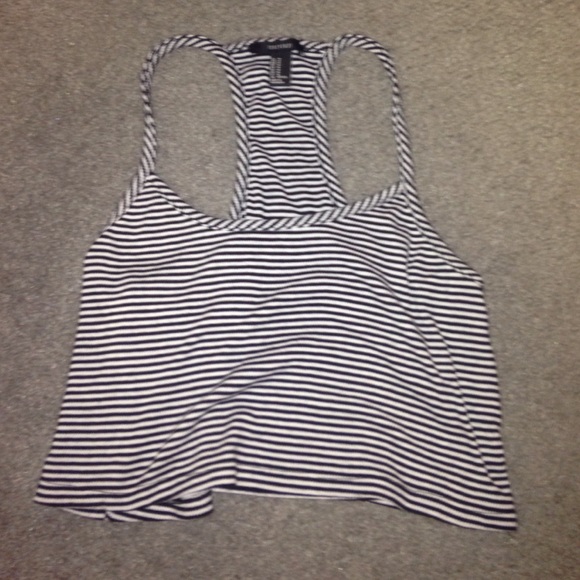 Black and White striped crop top