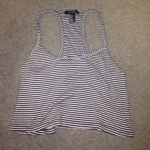 Black and White striped crop top