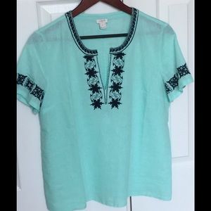 NWOT J.Crew embroidered peasant top size M
