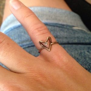 Sterling heart ring with rhinestone