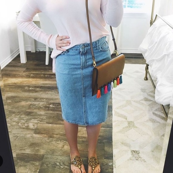 new look denim midi skirt