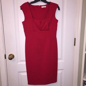 Red Calvin Klein sheath dress