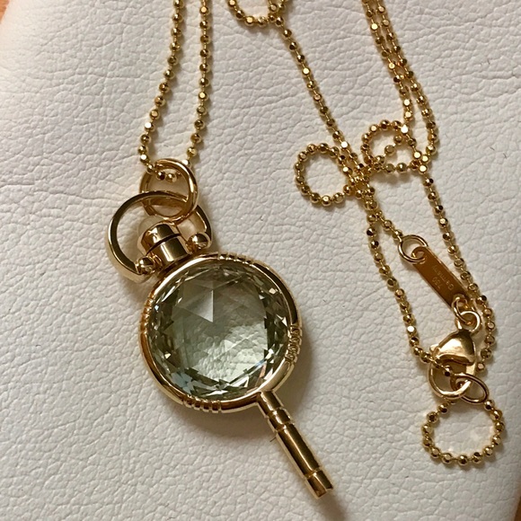 Prasiolite 18K watch key on 18" 18K YG chain - Picture 4 of 8