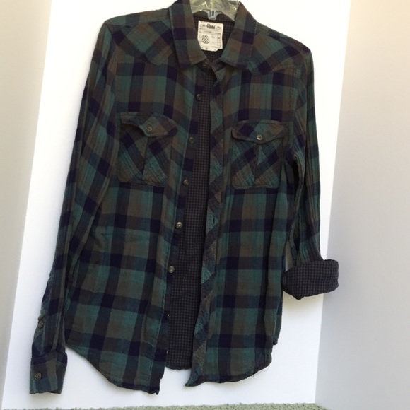 Unisex navy-teal double layer cotton flannel