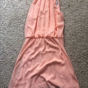 Papaya pink chiffon dress